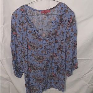 Blue and pink blouse